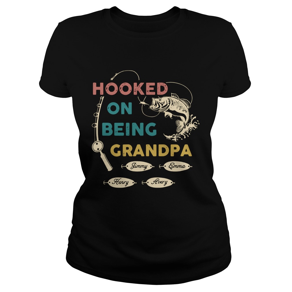 Hooked By Being Fishing Fathers Day Personalized Classic Ladies