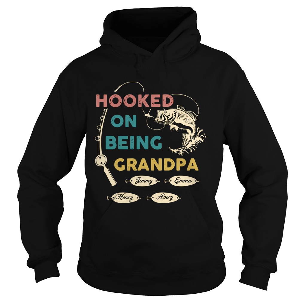 Hooked By Being Fishing Fathers Day Personalized Hoodie