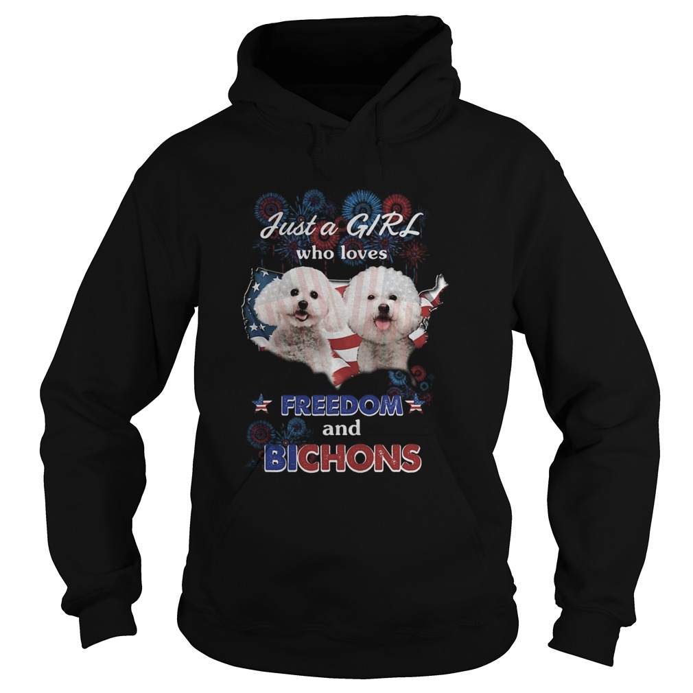 Just a girl who loves freedom and bichons America flag Hoodie