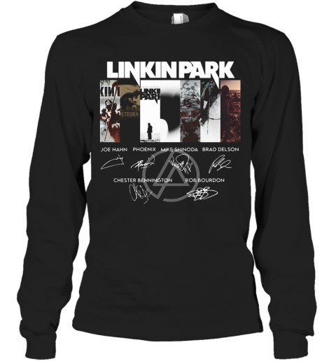 Linkinpark Logo Joe Hahn Phoenix Mike Shinoda Brad Delson Chester Bennington Rob Bourdon Signatures T-Shirt Long Sleeved T-shirt 