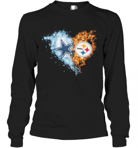 Love Dallas Cowboys Vs Pittsburgh Steelers Water Fire T-Shirt Long Sleeved T-shirt 