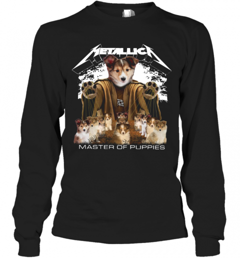 Metallic Shetland Sheepdog Master Of Puppies T-Shirt Long Sleeved T-shirt 
