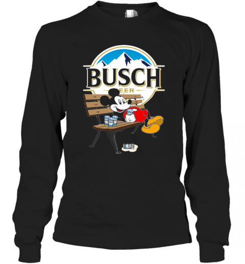 Mickey Mouse Drink Busch Beer T-Shirt Long Sleeved T-shirt 