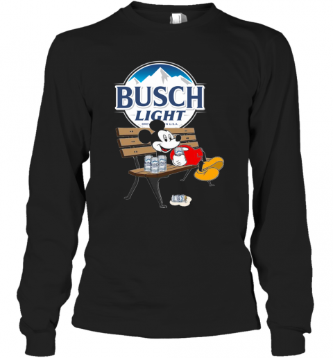 Mickey Mouse Drink Busch Light T-Shirt Long Sleeved T-shirt 