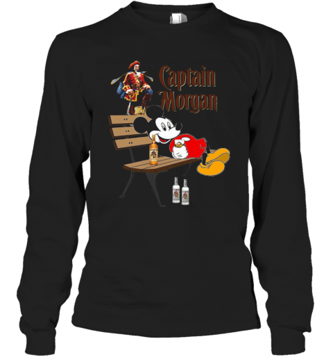 Mickey Mouse Drink Captain Morgan T-Shirt Long Sleeved T-shirt 