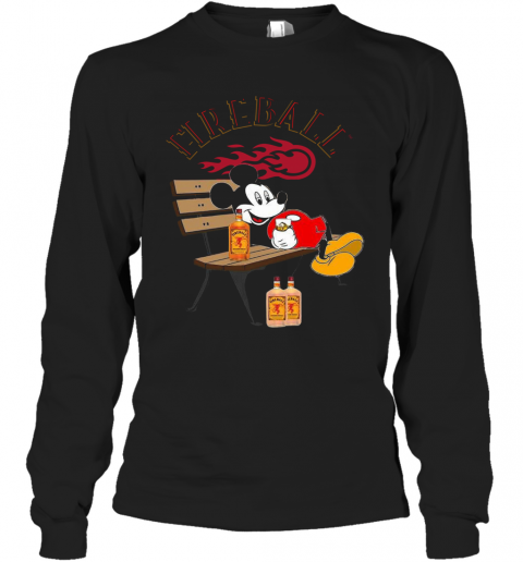 Mickey Mouse Drink Fireball T-Shirt Long Sleeved T-shirt 