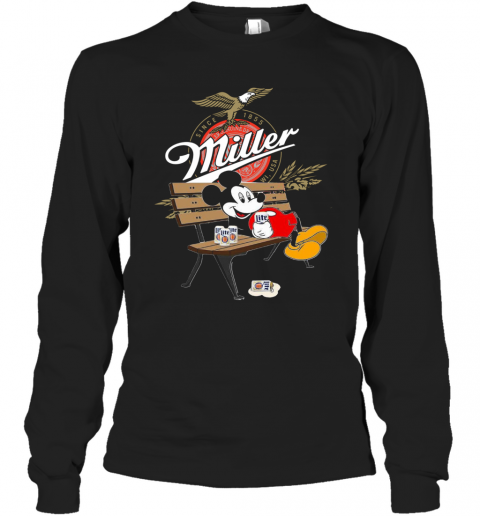 Mickey Mouse Drink Miller Beer T-Shirt Long Sleeved T-shirt 