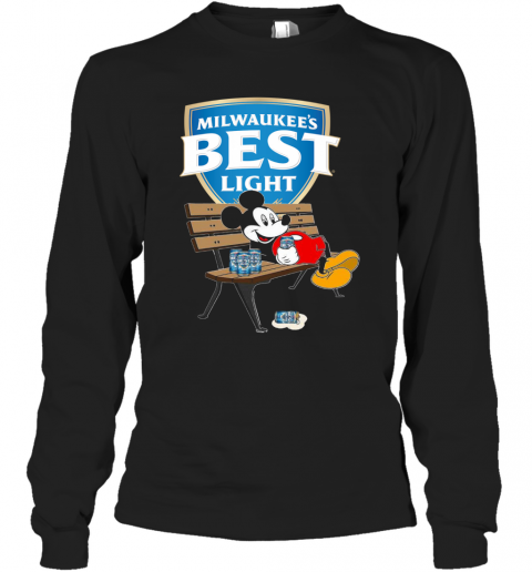 Mickey Mouse Drink Milwaukee's Best Light Beer T-Shirt Long Sleeved T-shirt 