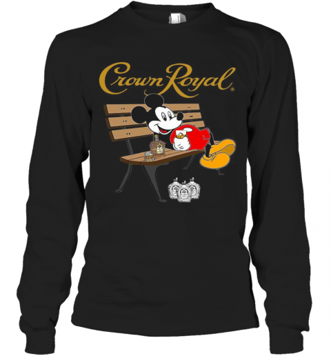 Mickey Mouse Drinking Crown Royal Beer T-Shirt Long Sleeved T-shirt 