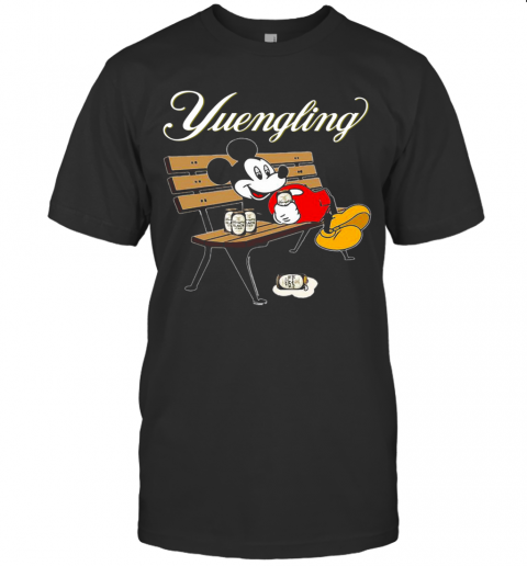 Mickey Mouse Drinking Yuengling Beer On Park Bench T-Shirt