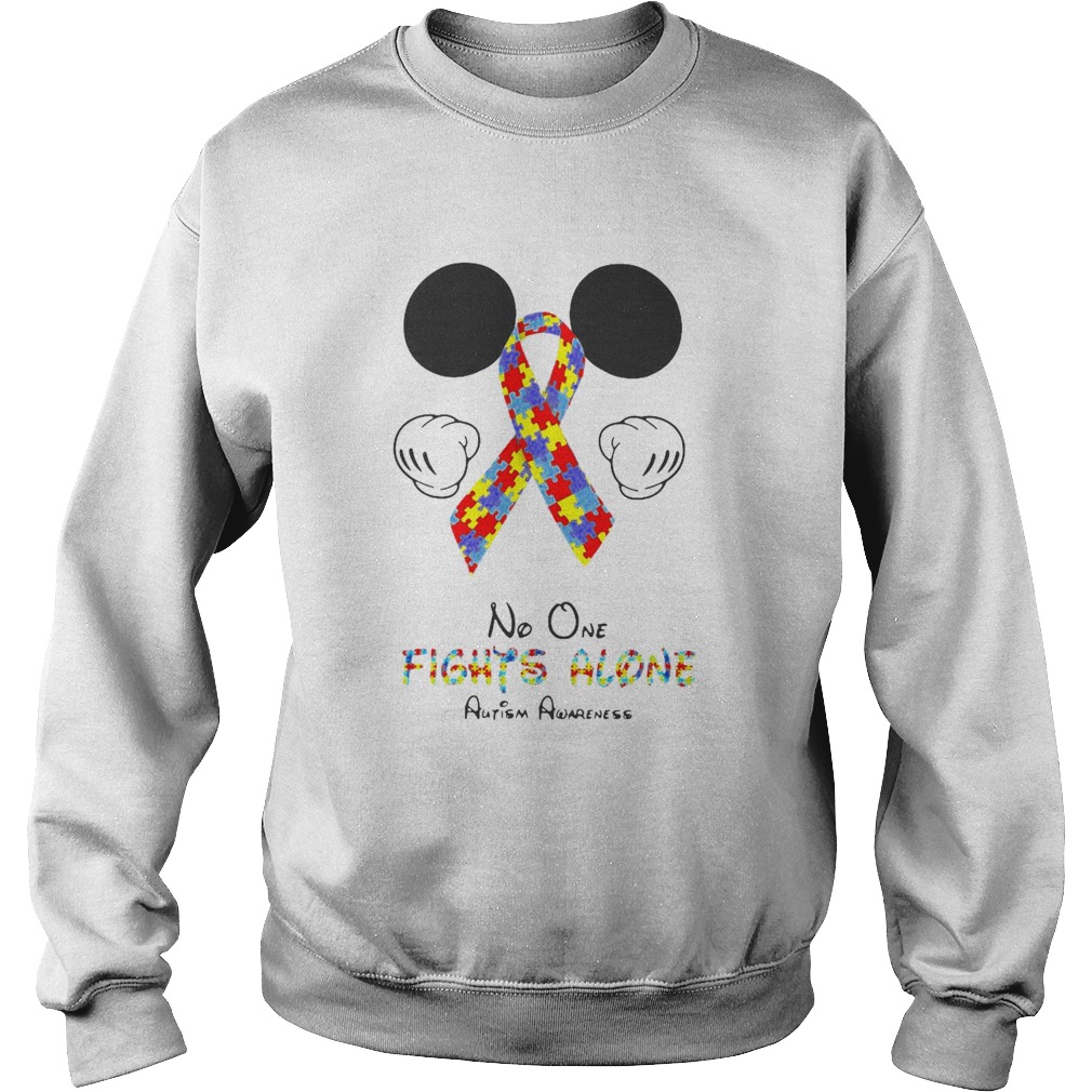 Mickey Mouse No One Fights Alone Autism Awareness Sweatshirt