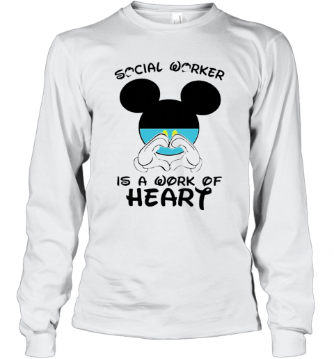 Mickey Mouse Social Worker Is A Work Of Heart COVID 19 T-Shirt Long Sleeved T-shirt 
