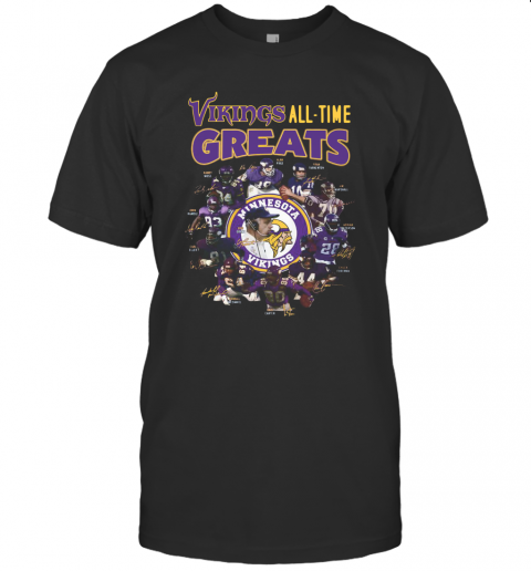 Minnesota Vikings All Time Greats Alan Page Randymoss Carl Eller Signatures T-Shirt