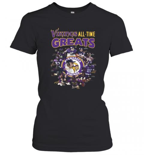 Minnesota Vikings All Time Greats Alan Page Randymoss Carl Eller Signatures T-Shirt Classic Women's T-shirt