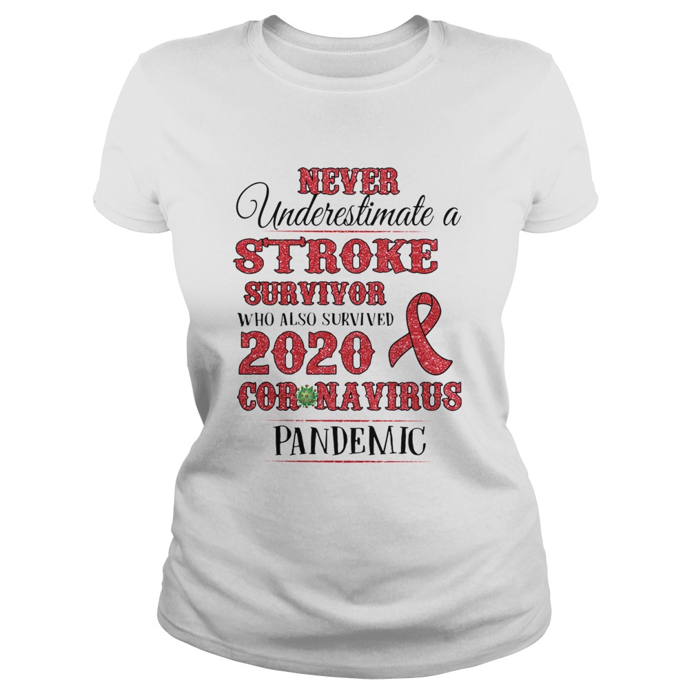 Never underestimate a stroke survivor who also survived 2020 coronavirus pandemic awareness Classic Ladies