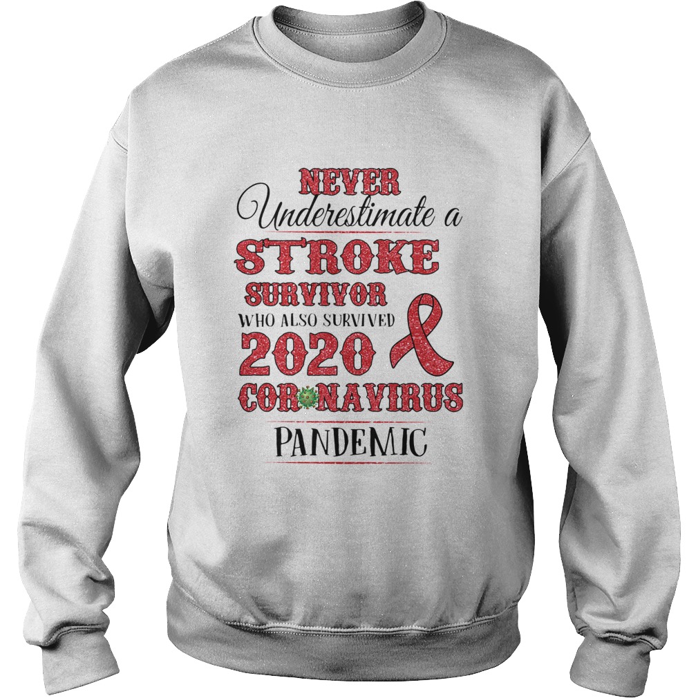 Never underestimate a stroke survivor who also survived 2020 coronavirus pandemic awareness Sweatshirt