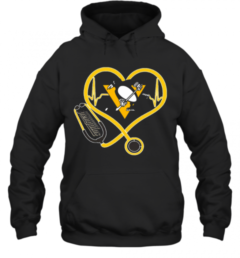 Nurse Stethoscope Love Heartbeat Pittsburgh Penguins T-Shirt Unisex Hoodie