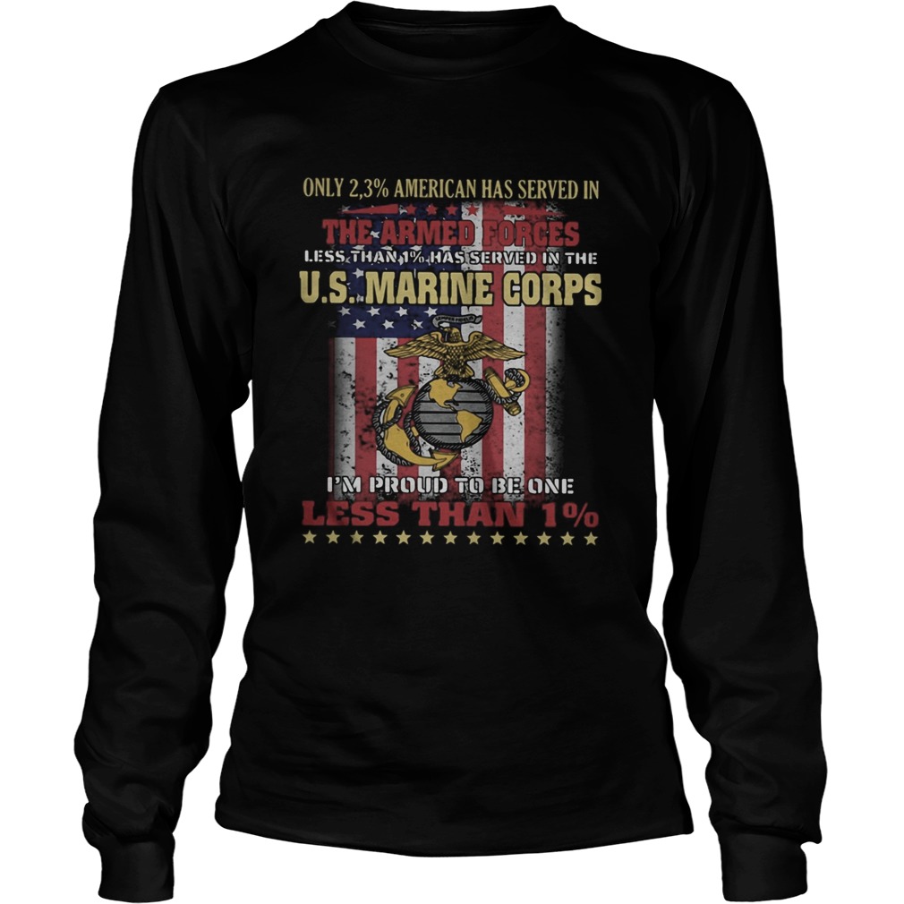 Only 23 American has served in the armed forces less than 1 has served in the US Marine Corps sh Long Sleeve