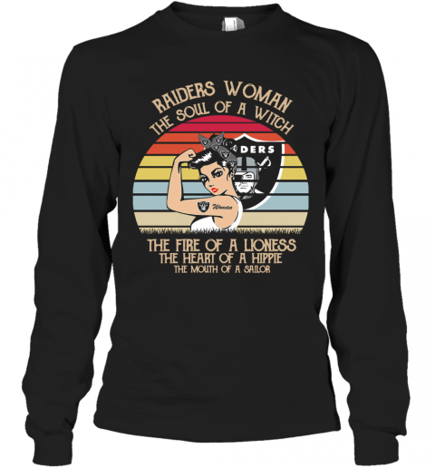 Raiders Woman The Soul Of A Witch The Fire Of A Lioness The Heart Of A Hippie Vintage T-Shirt Long Sleeved T-shirt 