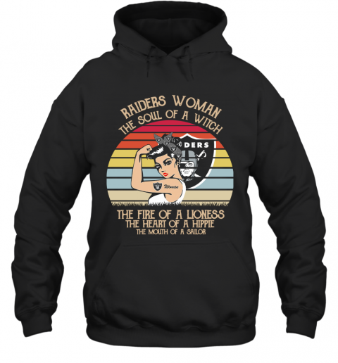 Raiders Woman The Soul Of A Witch The Fire Of A Lioness The Heart Of A Hippie Vintage T-Shirt Unisex Hoodie