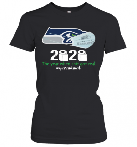 Seattle Seahawks Mask 2020 The Year When Shit Got Real Quarantined T-Shirt Classic Women's T-shirt