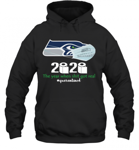 Seattle Seahawks Mask 2020 The Year When Shit Got Real Quarantined T-Shirt Unisex Hoodie