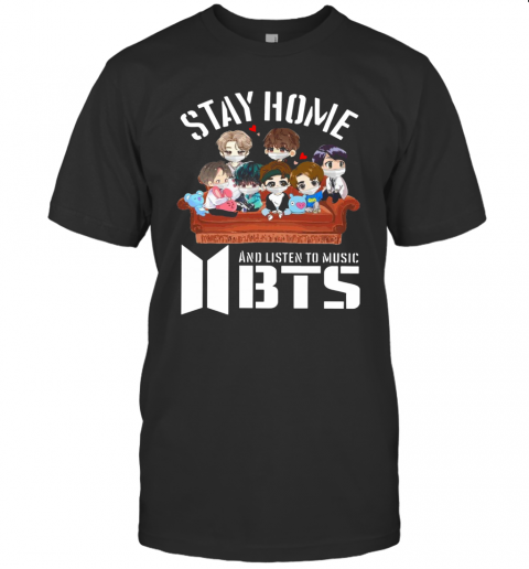 Stay Home And Listen To Music Bts Hearts T-Shirt
