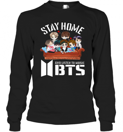 Stay Home And Listen To Music Bts Hearts T-Shirt Long Sleeved T-shirt 