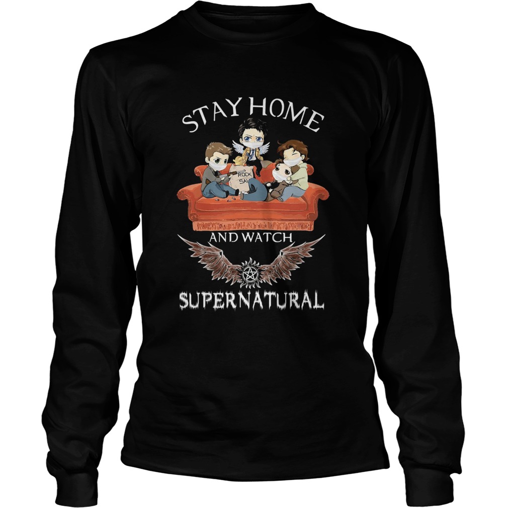 Stay home and watch supernatural mask in sofa covid19 Long Sleeve