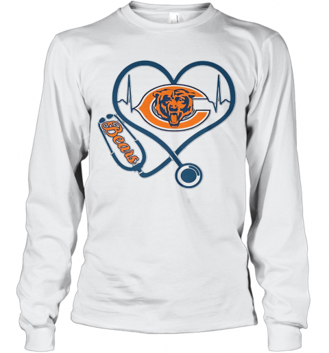 Stethoscope Heart Beat Chicago Bears T-Shirt Long Sleeved T-shirt 