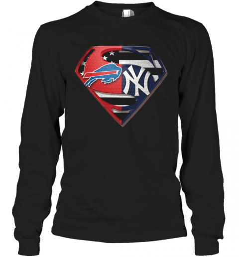 Superman Buffalo Bills And New York Yankees T-Shirt Long Sleeved T-shirt 