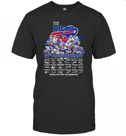 The Buffalo Bills 61Th Anniversary Thank You For The Memories Signature Shirt T-Shirt