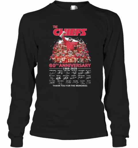 The Kansas City Chiefs 60Th Anniversary 1960 2020 Signatures Thank You For The Memories T-Shirt Long Sleeved T-shirt 