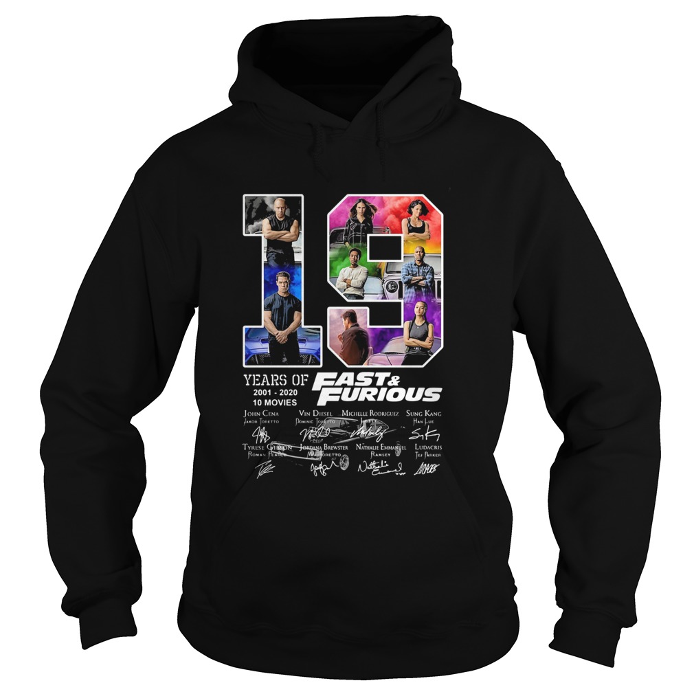19 years of 2001 2020 10 movies fast and furious car signatures Hoodie