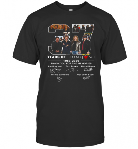 37 Years Of Bon Jovi 1983 2020 Thank You For The Memories Signatures T-Shirt