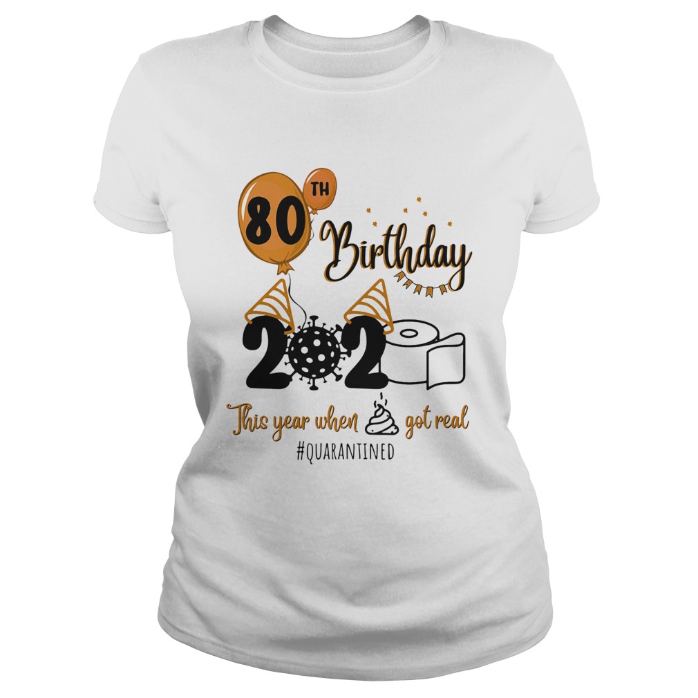 80th birthday 2020 the year when shit got real quarantined coronavirus toilet paper Classic Ladies