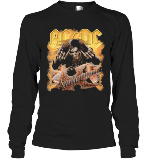 ACDC Rock Band Skull T-Shirt Long Sleeved T-shirt 
