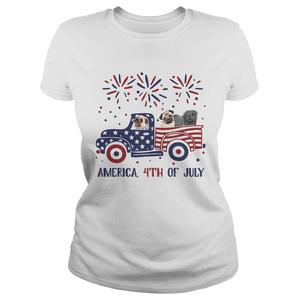 America 4th of July car American flag veteran Independence Day Classic Ladies