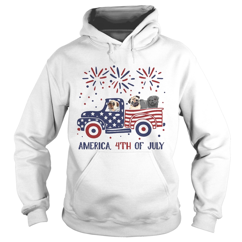 America 4th of July car American flag veteran Independence Day Hoodie