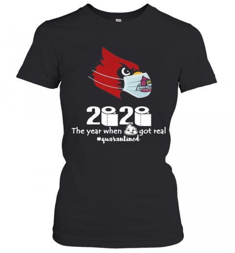 Arizona Cardinals Mask 2020 The Year When Shit Got Real Quarantined T-Shirt Classic Women's T-shirt