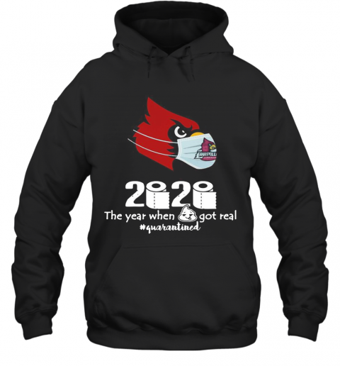 Arizona Cardinals Mask 2020 The Year When Shit Got Real Quarantined T-Shirt Unisex Hoodie