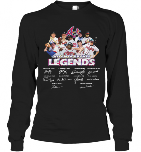 Atlanta Braves Legends Baseball Team Signatures T-Shirt Long Sleeved T-shirt 