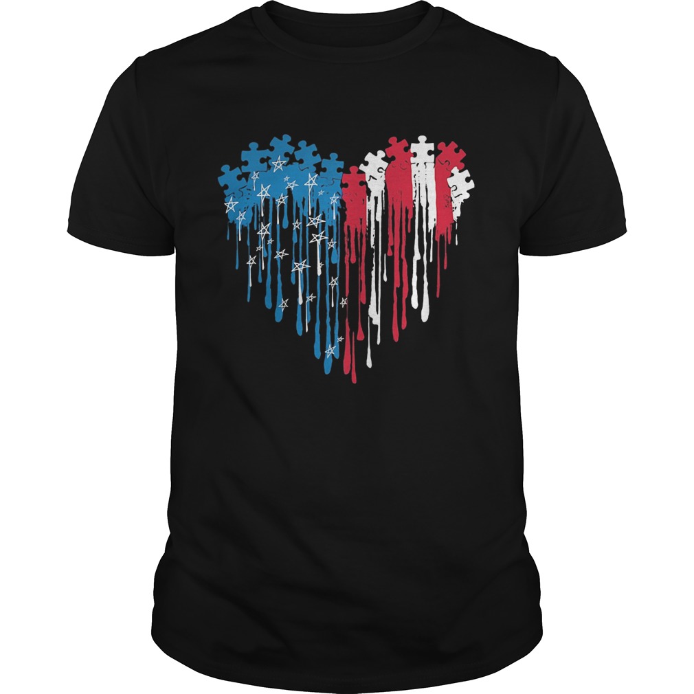 Autism heart American flag veteran Independence Day shirt