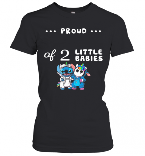 Baby Stitch And Unicorn Proud Of 2 Little Babies T-Shirt Classic Women's T-shirt