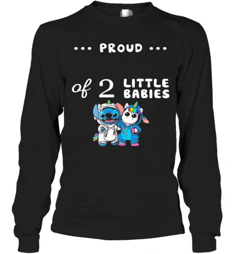 Baby Stitch And Unicorn Proud Of 2 Little Babies T-Shirt Long Sleeved T-shirt 