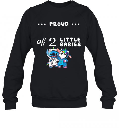 Baby Stitch And Unicorn Proud Of 2 Little Babies T-Shirt Unisex Sweatshirt