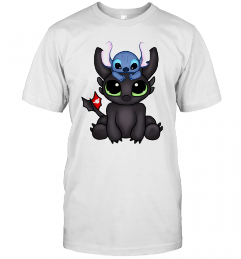 Baby Toothless Dragon And Stitch Flag T-Shirt