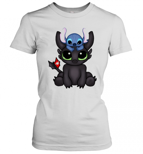 Baby Toothless Dragon And Stitch Flag T-Shirt Classic Women's T-shirt