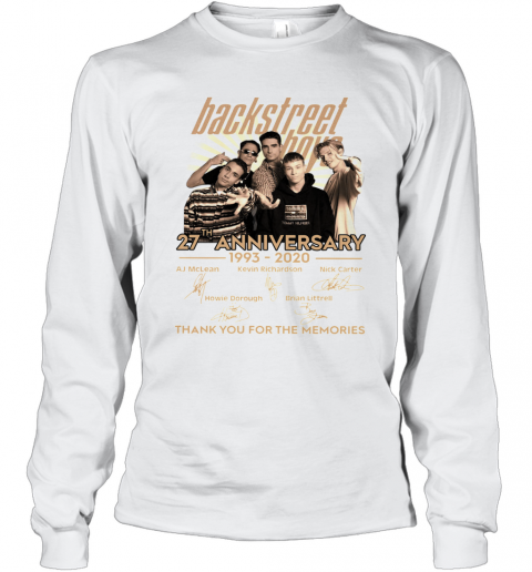Backstreet Boys 27Th Anniversary 1993 2020 Thank You For The Memories Signature T-Shirt Long Sleeved T-shirt 