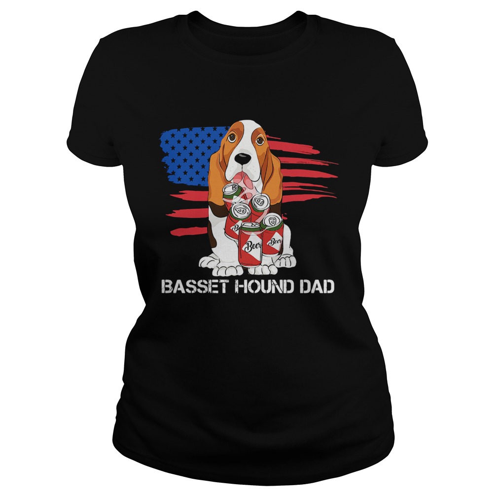 Basset hound dad American flag veteran Independence Day Classic Ladies